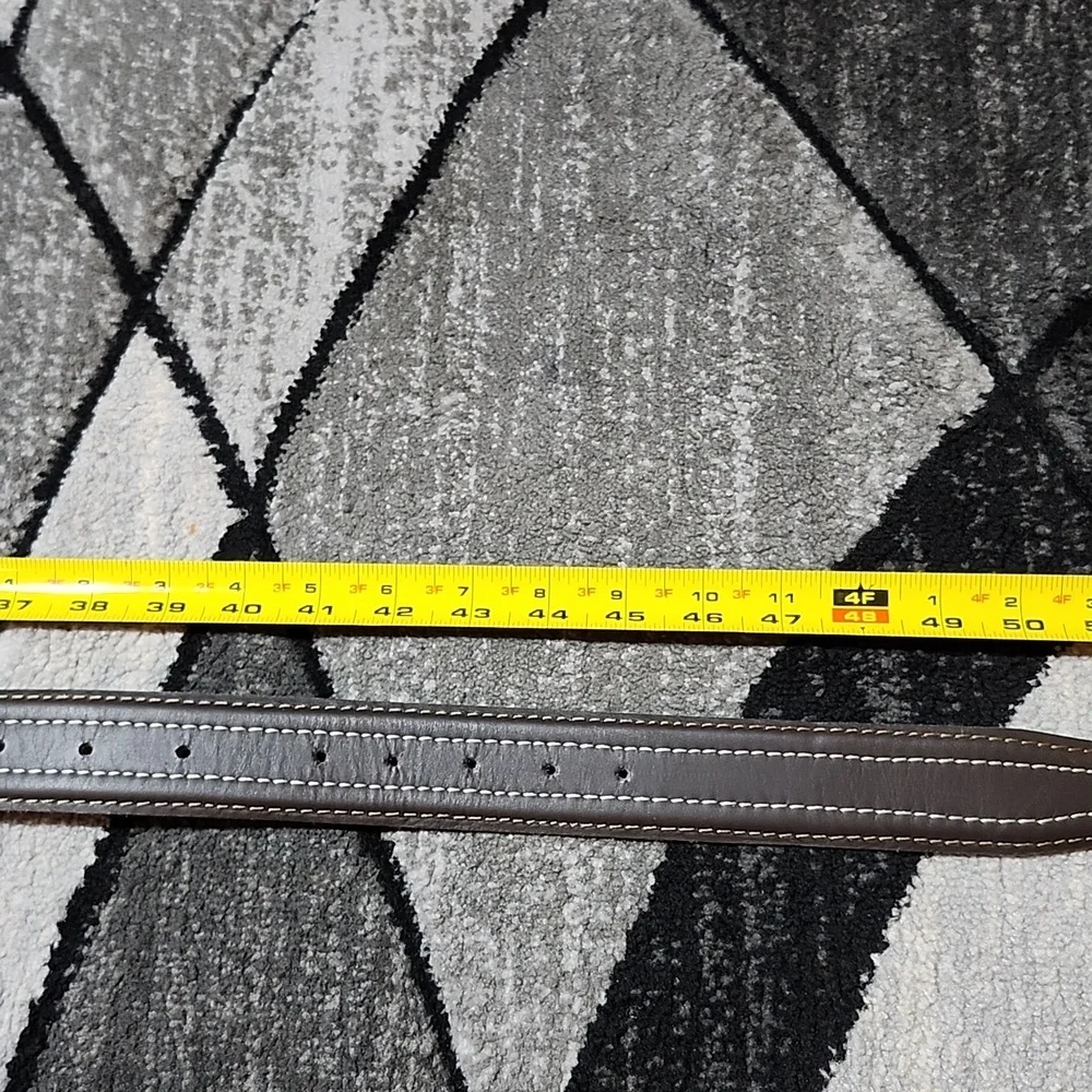 DARK BROWN CONTRAST STITCHING FAUX LEATHER XL BELT